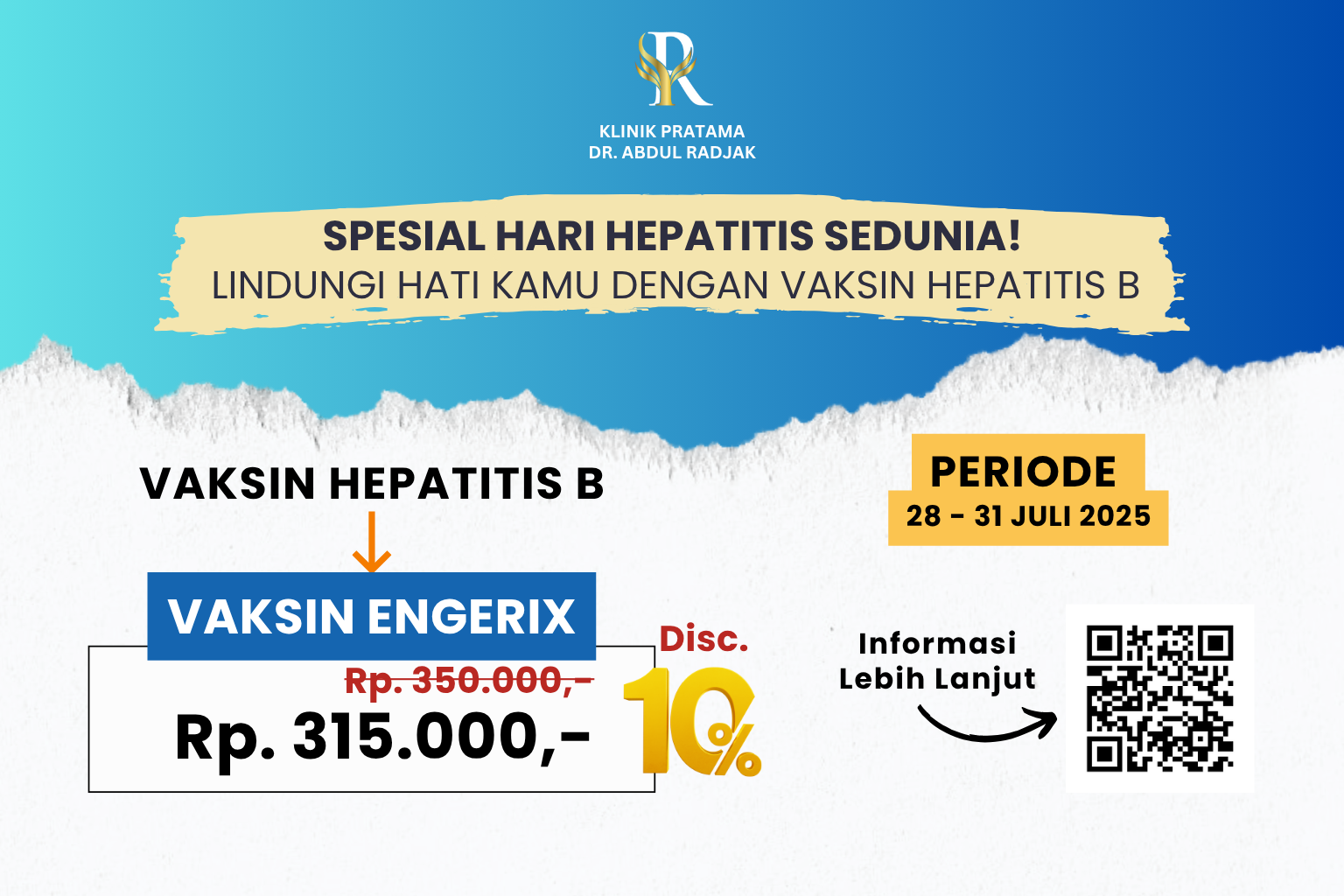 Spesial Hari Hepatitis Sedunia. Lindungi hati kamu dengan vaksin Hepatitis B.